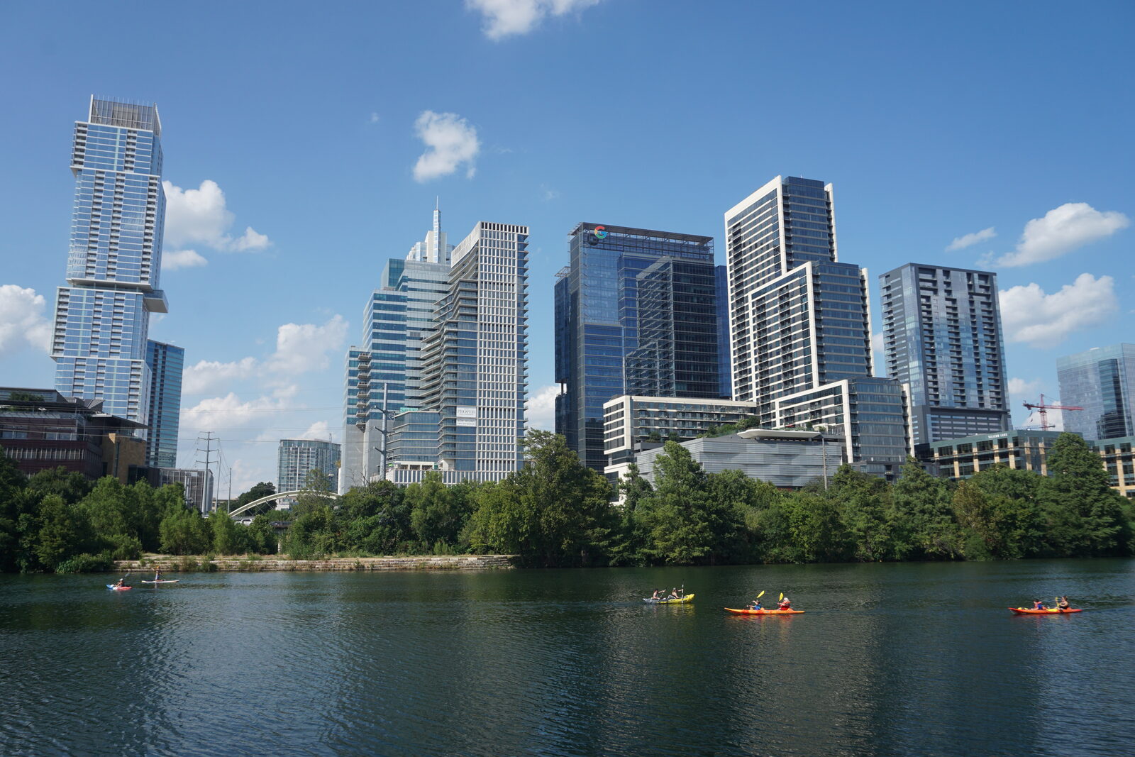 The downtown Austin skyline above Lady Bird Lake
